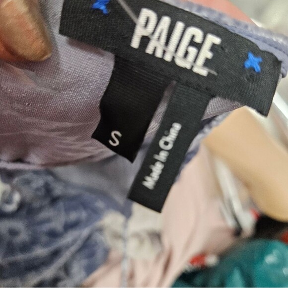 Paige Selmah Floral Burnout Long-Sleeve Blouse in Iced Slate Silk Blend - Picture 7 of 9